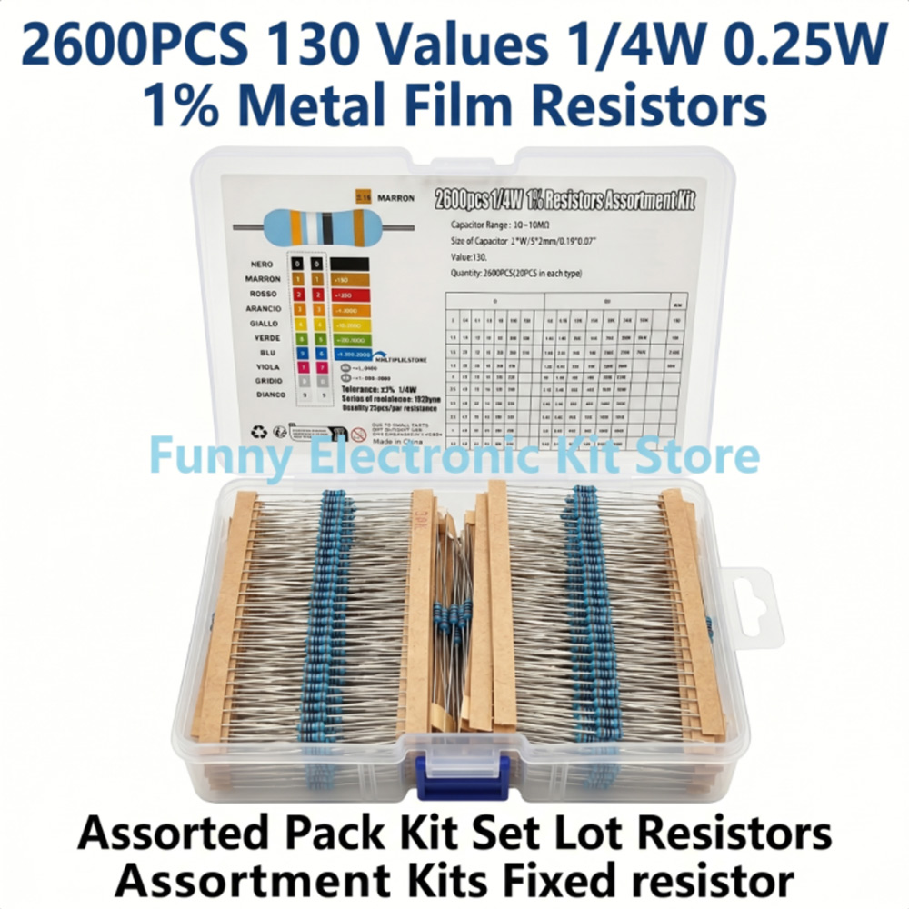 Diy Electronics Gadget - 2600pcs Metal Film Resistors Assorted Pack