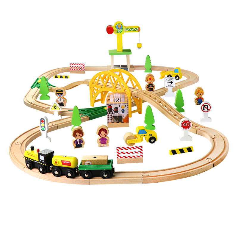 Diy Electric Car - Wooden Train Track Highway Ring Construction
