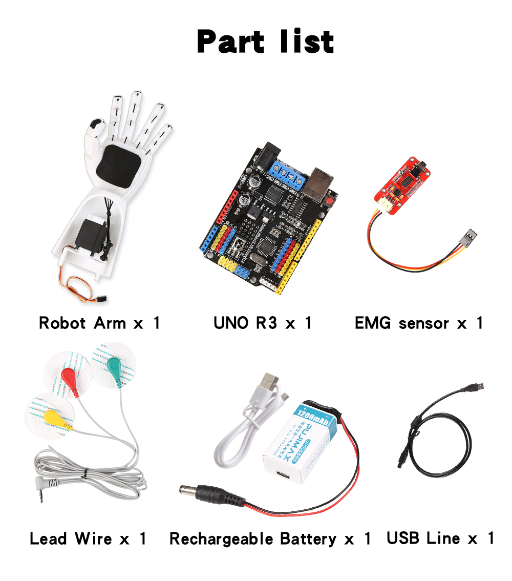 EMG Sensor Robotic Arm Electri - огляд і ціна Diy Electronics Kits