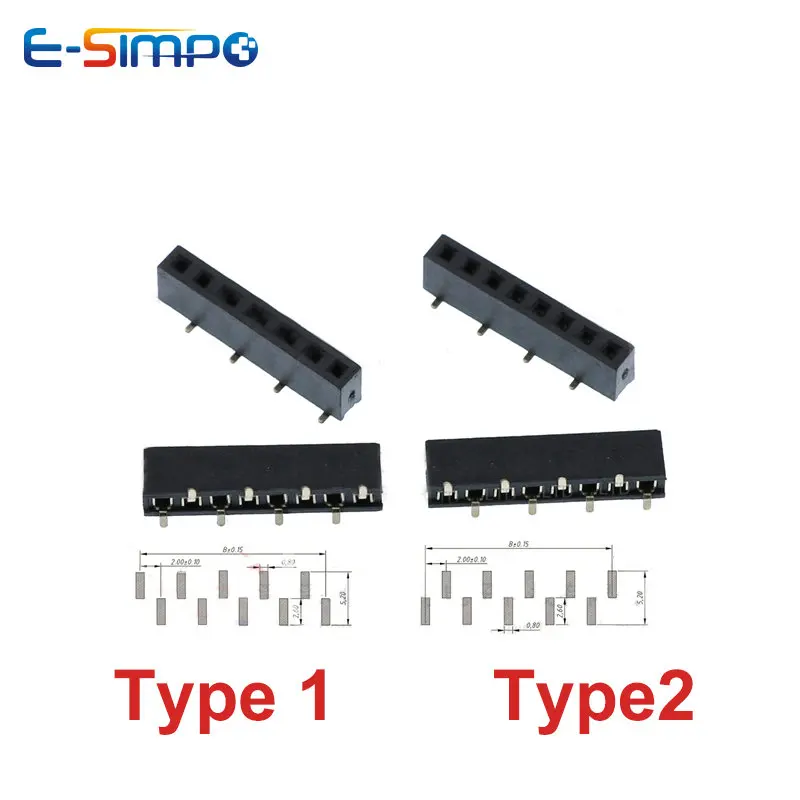 10pcs 2.0mm Pitch SMD 1*3P4P5P - огляд і ціна Male Female Header Pin