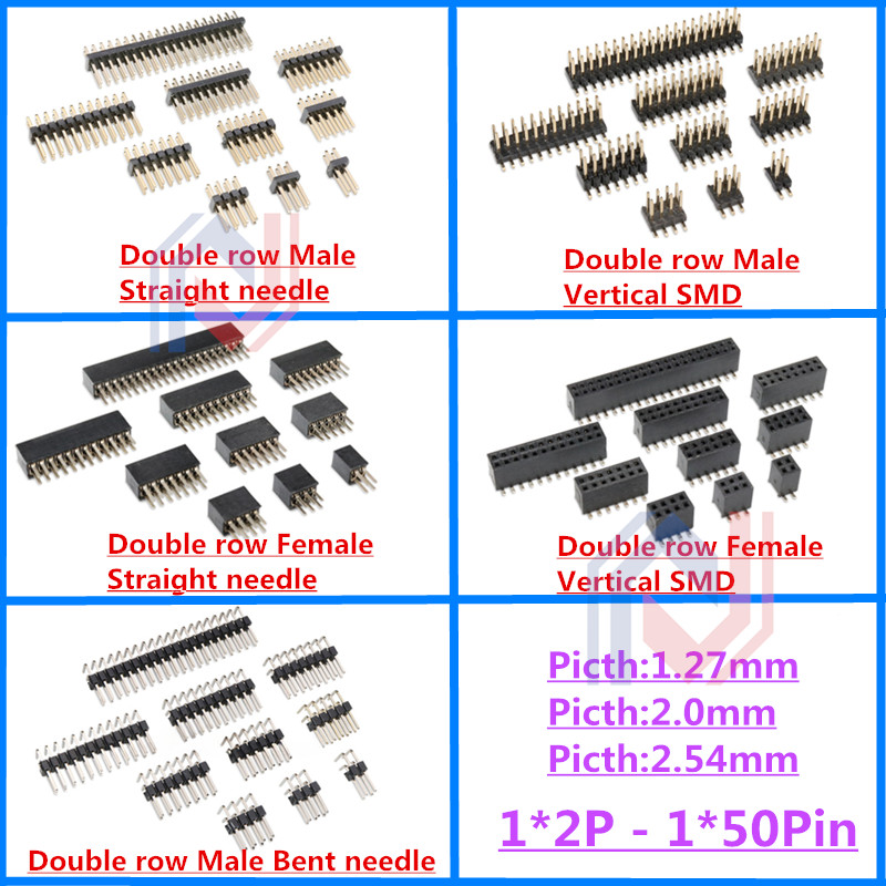 10Pcs 1.27mm 2.0mm 2.54mm Pitc - огляд і ціна Male Female Header Pin