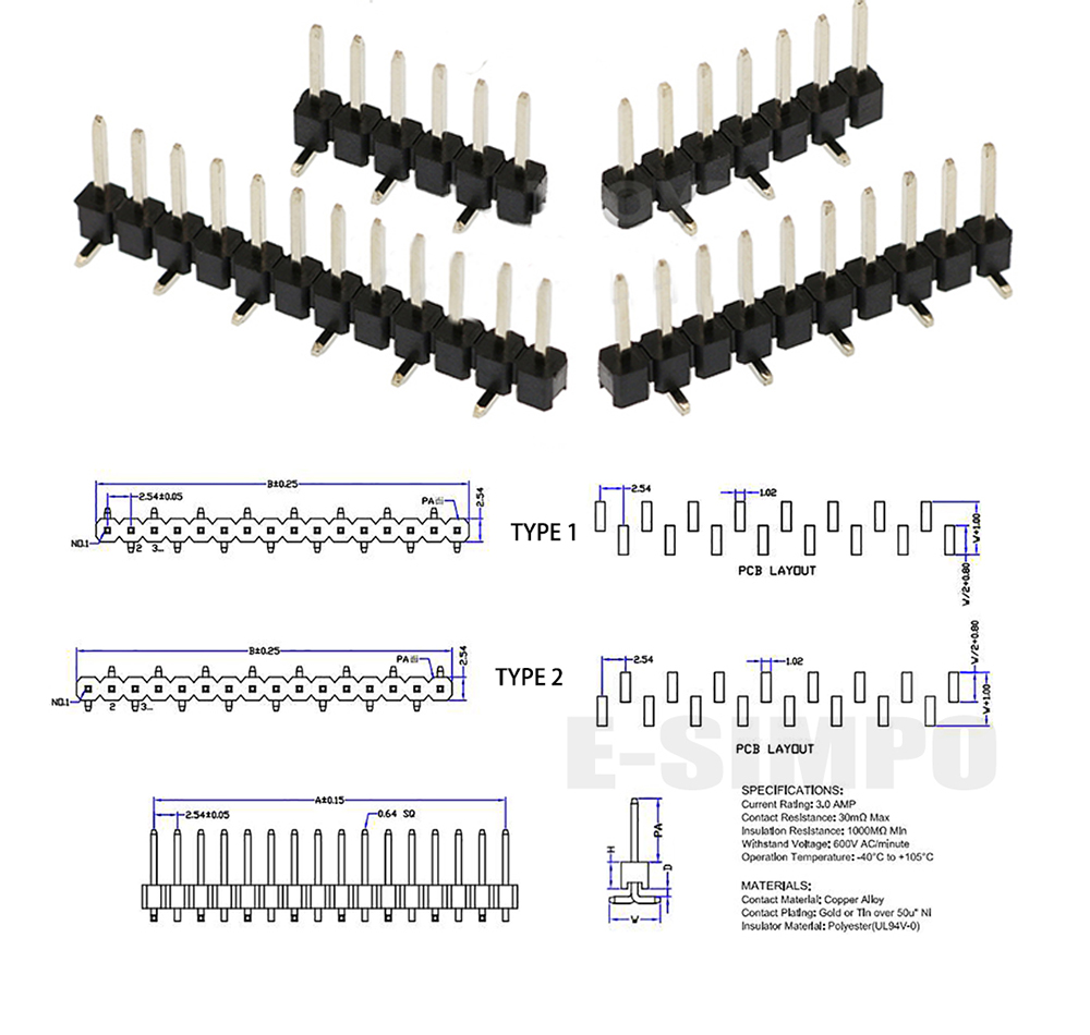 100pcs 2.54mm Single Row Break - огляд і ціна Male Female Header Pin